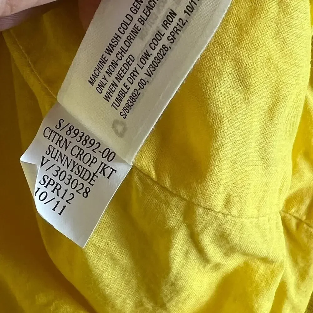 Gap Jacket Kids XXL 14-16 Yellow Double Breasted Collared Lined Cotton